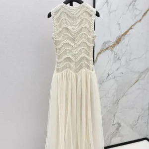 Sleeveless round-neck see-through flesh-colored slim and sexy evening dress