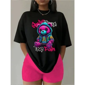 Women's Slim Casual Short-Sleeve T-Shirt, Colorful Drip Art