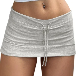 Womens Micro Mini  Low Waisted Side Slit Gym Skirt