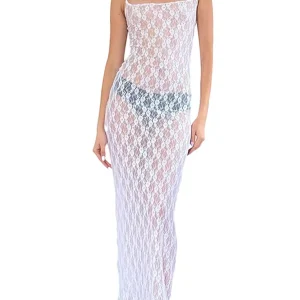 Lace Sheer Spaghetti Strap Bodycon  Cami Dress Sleepwear