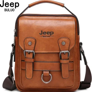 JEEP BULUO Multi-function Business  Man's Shoulder Bag Large Capacity Leather